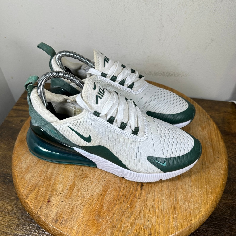 Nike Air Max 270 Women 8.5 White Forest Green Sneakers HQ3421-100